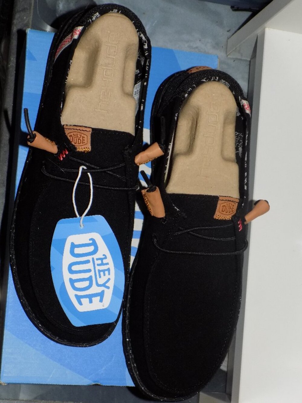Hey Dude Wendy Washed Black Canvas Size 12 Women's NEW